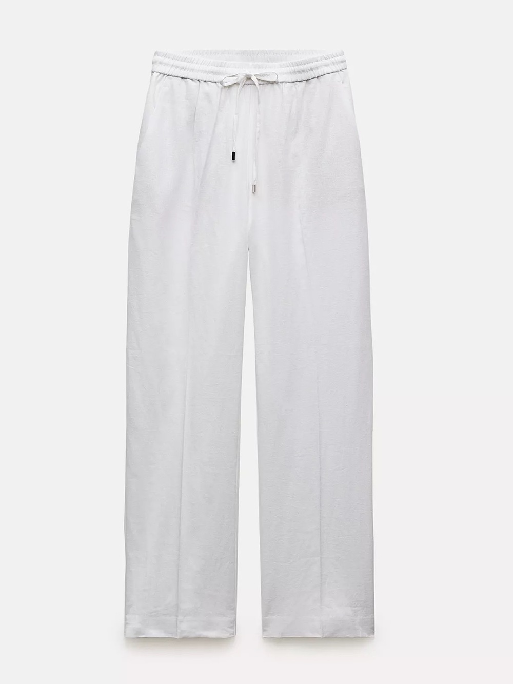 White Drawstring Wide-Leg Pants